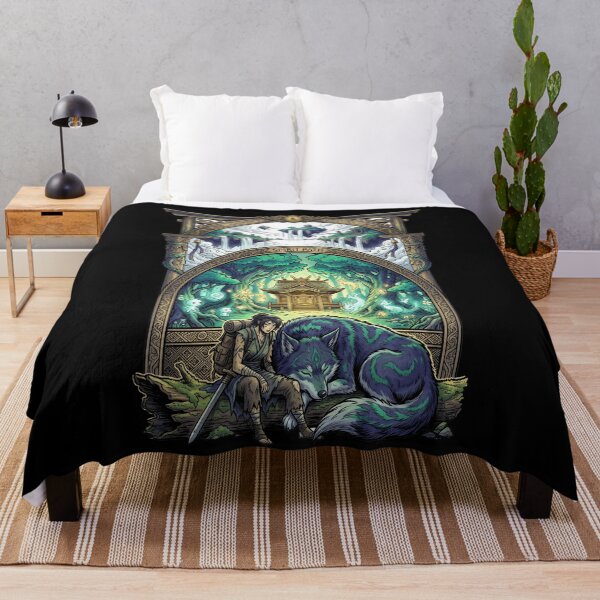 Item preview, Spirit Path Forest Shrine Anime Wolf Companion Japanese Fantasy Aesthetic designed and sold by mood-draftsman.