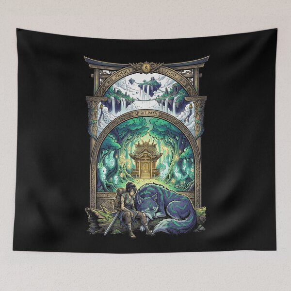 Item preview, Spirit Path Forest Shrine Anime Wolf Companion Japanese Fantasy Aesthetic designed and sold by mood-draftsman.