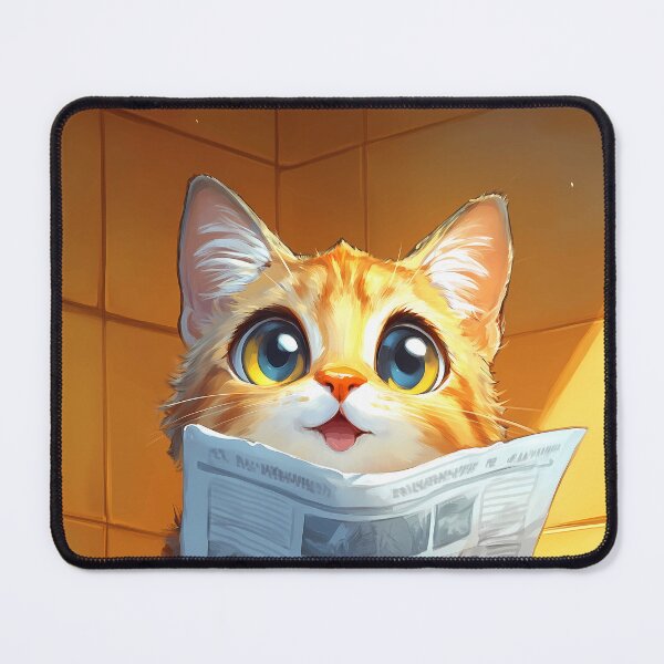 Item preview, Egyptian Mau Cat Bathroom Newspaper Reader Kawaii Tabby Humor designed and sold by mildaclairmo.