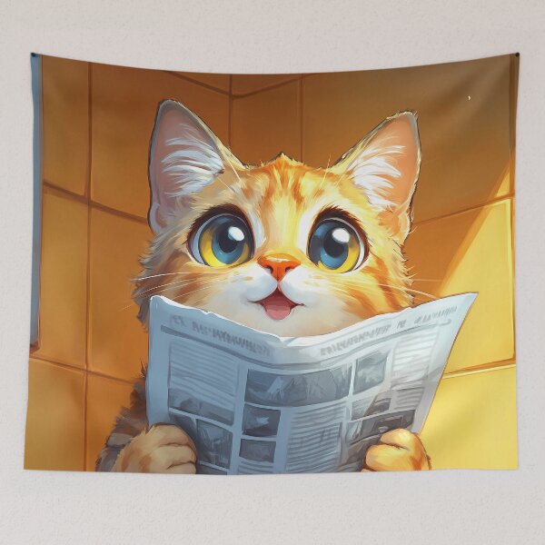 Item preview, Egyptian Mau Cat Bathroom Newspaper Reader Kawaii Tabby Humor designed and sold by mildaclairmo.