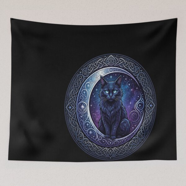 Item preview, Celtic Black Cat on a Crescent Moon designed and sold by vhoa6350.