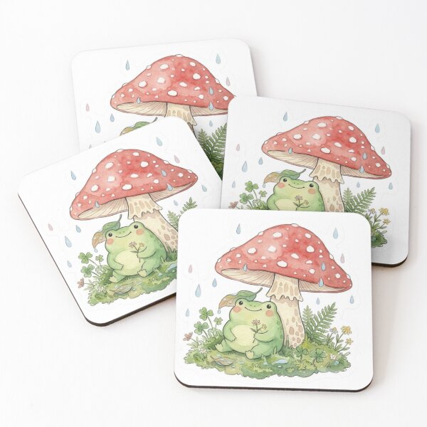 Item preview, Frog and Mushroom - Rain Cottagecore designed and sold by conamor-bymel.