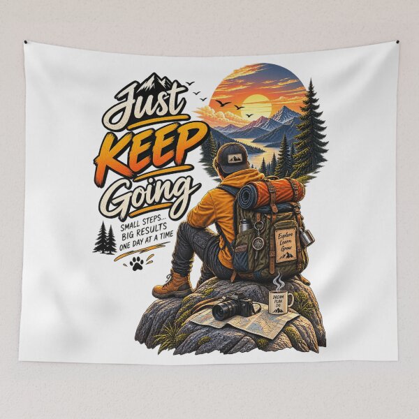 Item preview, Just Keep Going | Mountain Hiking Adventure T-Shirt designed and sold by ✨ Daily Vibe Studio ✨.