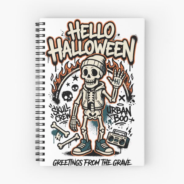 Item preview, Hello Halloween Friendly Skeleton Waving Hello Greetings from the Grave Tee designed and sold by DarylWelsh2024.