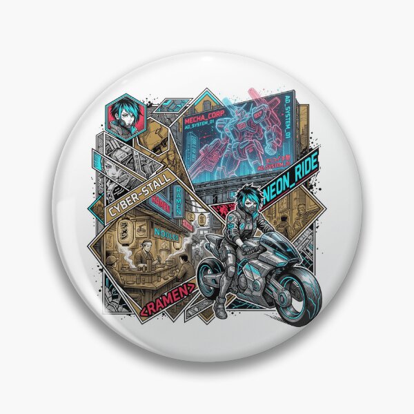 Item preview, Cyberpunk Biker Girl Neo Tokyo Night Ramen Mecha Manga Collage Aesthetic designed and sold by mood-draftsman.
