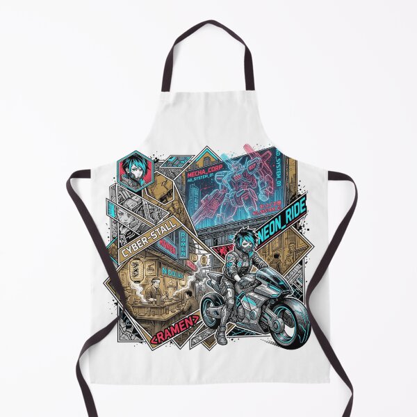 Item preview, Cyberpunk Biker Girl Neo Tokyo Night Ramen Mecha Manga Collage Aesthetic designed and sold by mood-draftsman.