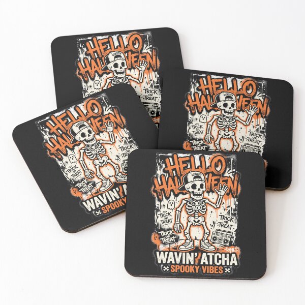 Item preview, Wavin Atcha Skeleton with Boombox Spooky Vibes Halloween Tee designed and sold by DarylWelsh2024.