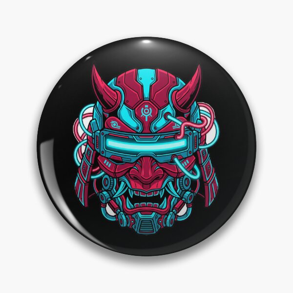 Item preview, Cyberpunk Neon Oni Mask Mecha Samurai Japanese Demon Streetwear designed and sold by mood-draftsman.