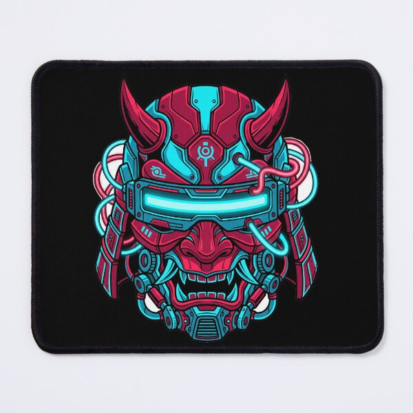 Item preview, Cyberpunk Neon Oni Mask Mecha Samurai Japanese Demon Streetwear designed and sold by mood-draftsman.