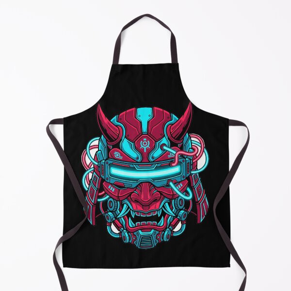 Item preview, Cyberpunk Neon Oni Mask Mecha Samurai Japanese Demon Streetwear designed and sold by mood-draftsman.