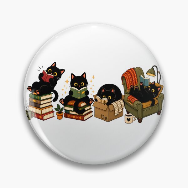 Item preview, Black Cats Reading Books Cozy Bookworm Illustration Design designed and sold by VGAfanatic.