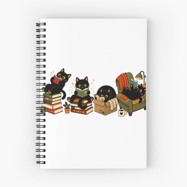 Item preview, Black Cats Reading Books Cozy Bookworm Illustration Design designed and sold by VGAfanatic.