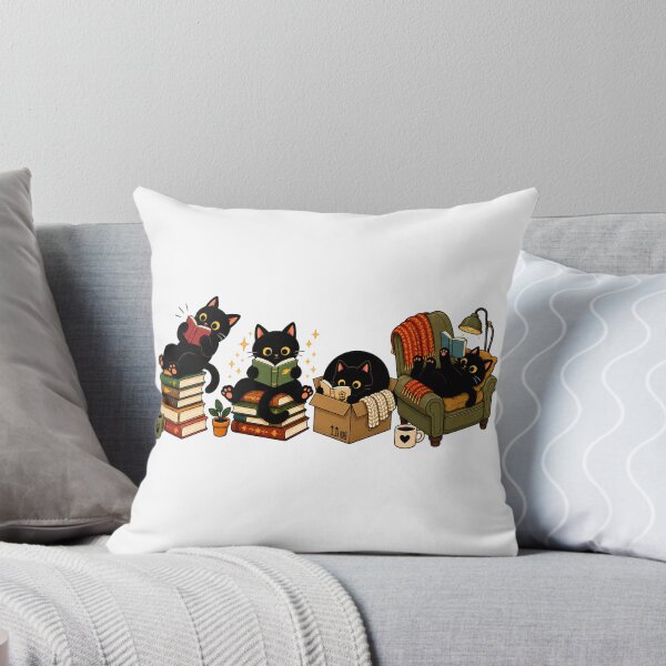 Item preview, Black Cats Reading Books Cozy Bookworm Illustration Design designed and sold by VGAfanatic.