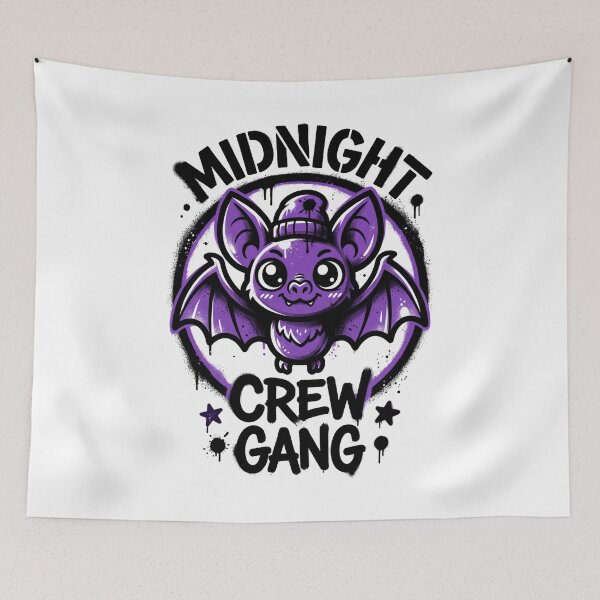 Item preview, Midnight Crew Gang Cute Bat with Big Eyes Spooky Street Art Tee designed and sold by DarylWelsh2024.
