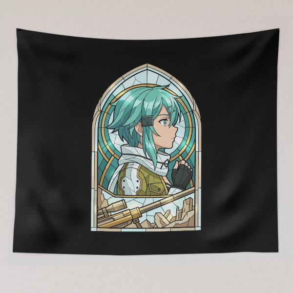 Item preview, Sinon Sword Art Online Teal Stained Glass Profile designed and sold by mildaclairmo.