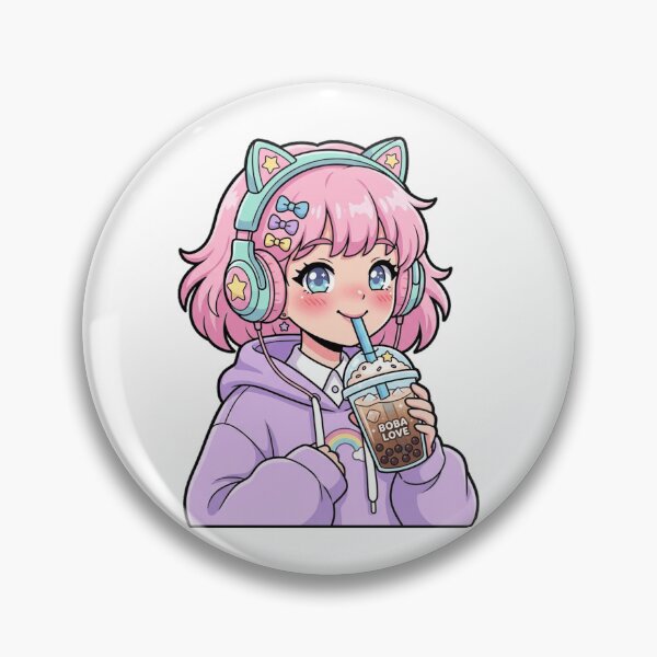 Item preview, Chica gamer linda, té boba kawaii, anime, estética pastel e-girl designed and sold by mood-draftsman.