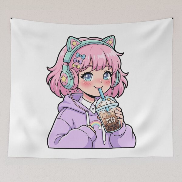 Item preview, Cute Gamer Girl Boba Tea Kawaii Anime Pastel E-Girl Aesthetic designed and sold by mood-draftsman.