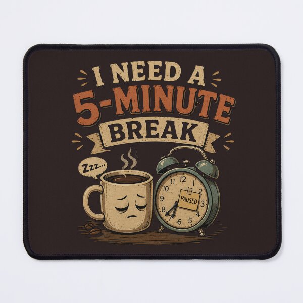 Item preview, I Need a 5-Minute Break Funny Coffee Vintage Cartoon Design designed and sold by SHOPILIE.