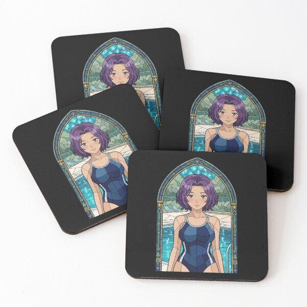 Item preview, Azusa Hamaoka Grand Blue Serene Poolside Stained Glass Anime Girl designed and sold by mildaclairmo.