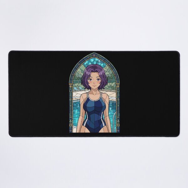 Item preview, Azusa Hamaoka Grand Blue Serene Poolside Stained Glass Anime Girl designed and sold by mildaclairmo.