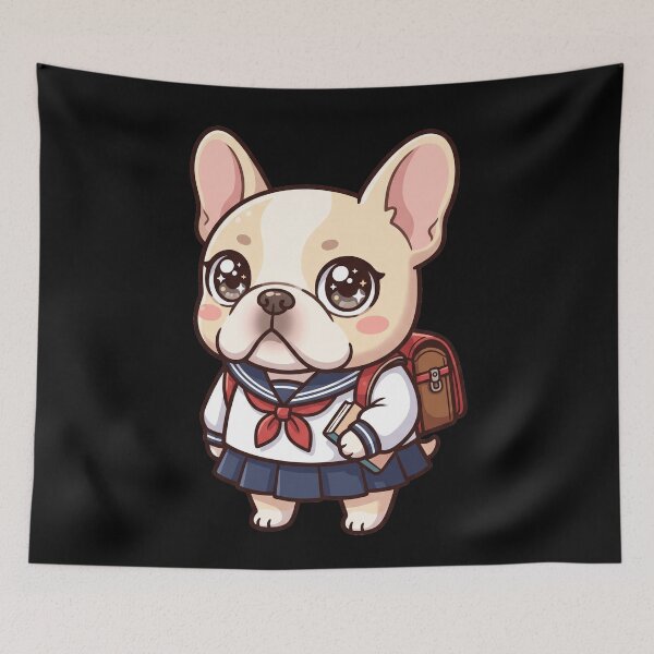 Item preview, Cute French Bulldog Anime School Girl Kawaii Frenchie Dog Aesthetic designed and sold by mood-draftsman.