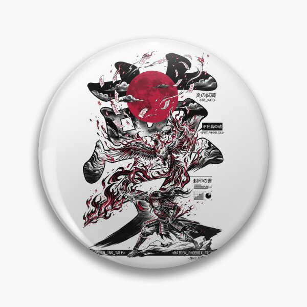 Item preview, Fire Soul Kanji Phoenix Samurai Warrior Japanese Katana Manga Aesthetic designed and sold by mood-draftsman.