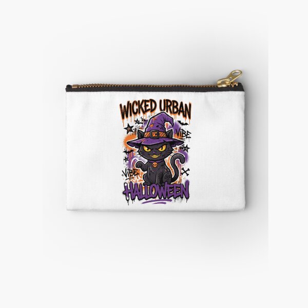 Item preview, Wicked Urban Halloween Black Cat with Witch Hat Spooky Vibe Tee designed and sold by DarylWelsh2024.