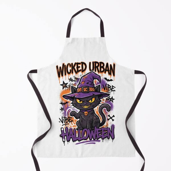 Item preview, Wicked Urban Halloween Black Cat with Witch Hat Spooky Vibe Tee designed and sold by DarylWelsh2024.