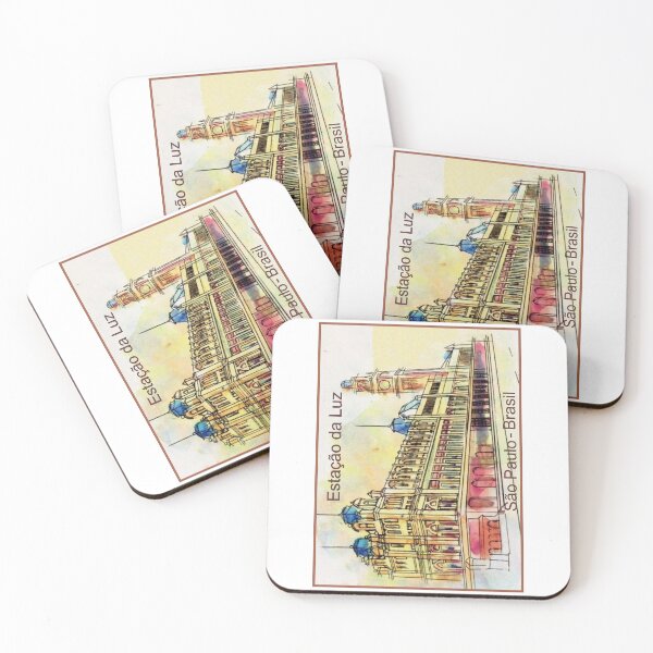 Item preview, Estacao da Luz Sao Paulo - Historic Train Station Watercolor Sketch Brazil Portrait Edition designed and sold by Sampa In Focus.