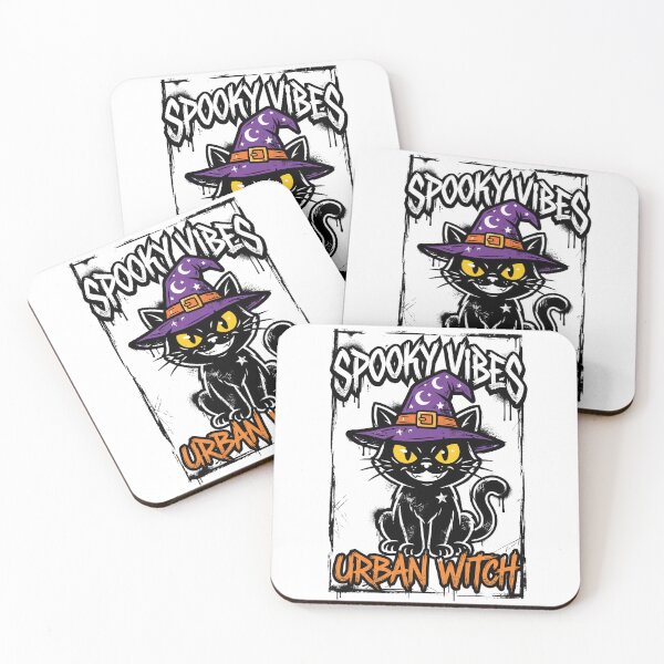 Item preview, Spooky Vibes Urban Witch Black Cat with Witch Hat Design Tee designed and sold by DarylWelsh2024.