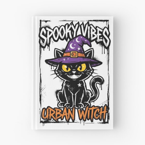Item preview, Spooky Vibes Urban Witch Black Cat with Witch Hat Design Tee designed and sold by DarylWelsh2024.