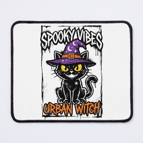 Item preview, Spooky Vibes Urban Witch Black Cat with Witch Hat Design Tee designed and sold by DarylWelsh2024.
