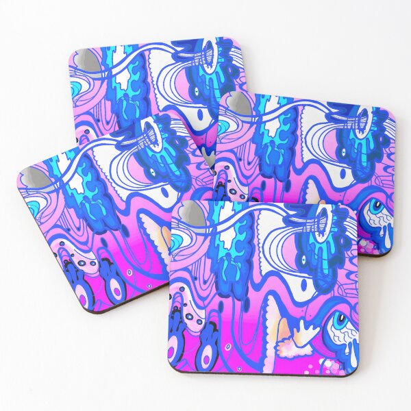 Item preview, Abstract Blue and Pink Surrealism with Eyes and Fluid Lines designed and sold by Baby-Care.