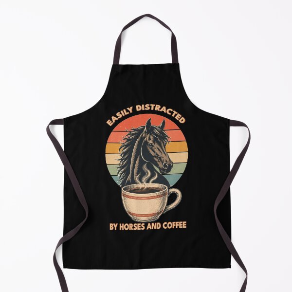 Item preview, Easily Distracted by Horses and Coffee | Funny Horse Lover | Retro Sunset Vintage Country Style Graphic designed and sold by Made by Tamar.