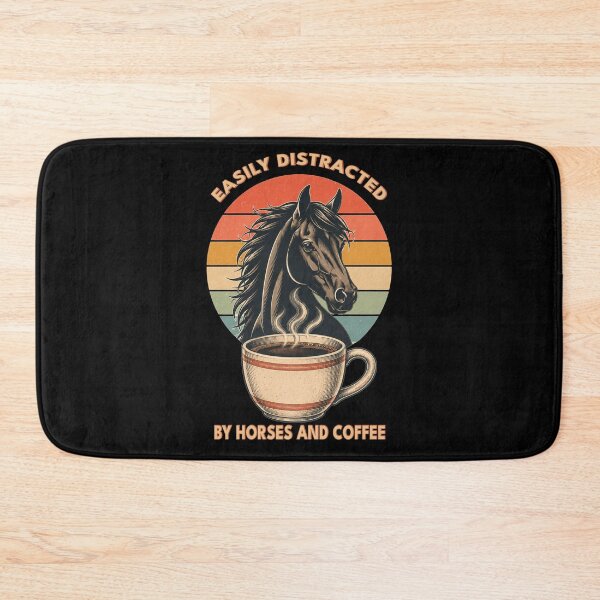 Item preview, Easily Distracted by Horses and Coffee | Funny Horse Lover | Retro Sunset Vintage Country Style Graphic designed and sold by Made by Tamar.