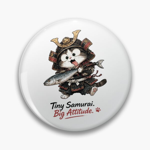 Item preview, Tiny Samurai, Big Attitude – Funny Chibi Samurai Cat Graphic designed and sold by To101ARt.