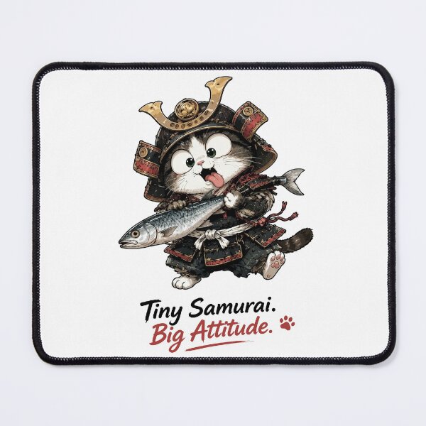 Item preview, Tiny Samurai, Big Attitude – Funny Chibi Samurai Cat Graphic designed and sold by To101ARt.