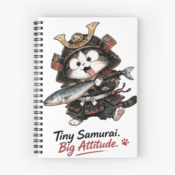 Item preview, Tiny Samurai, Big Attitude – Funny Chibi Samurai Cat Graphic designed and sold by To101ARt.
