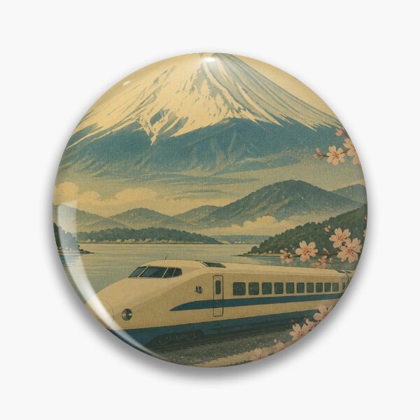 Item preview, Retro Ukiyo-e Style Mount Fuji Bullet Train Japanese Landscape Art designed and sold by 0HAY0G0ZAIMASU.