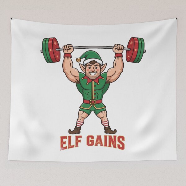 Item preview, Elf Gains Funny Christmas Gym Design for Winter designed and sold by Lift Apparel.