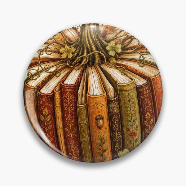 Item preview, Autumn Book Pumpkin - Cozy Vintage Library Illustration designed and sold by larbimalki.