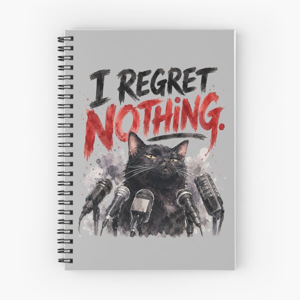 Item preview, I Regret Nothing Grumpy Black Cat Podcaster Art designed and sold by ArtivoNest.