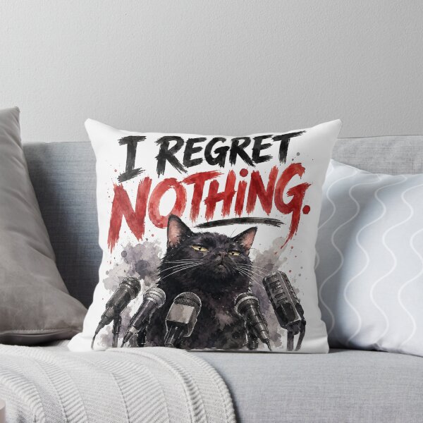 Item preview, I Regret Nothing Grumpy Black Cat Podcaster Art designed and sold by ArtivoNest.