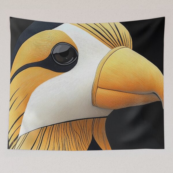 Item preview, Puffin Bird Beak Gold Minimal Graphic Vector Modern Closeup designed and sold by mildaclairmo.