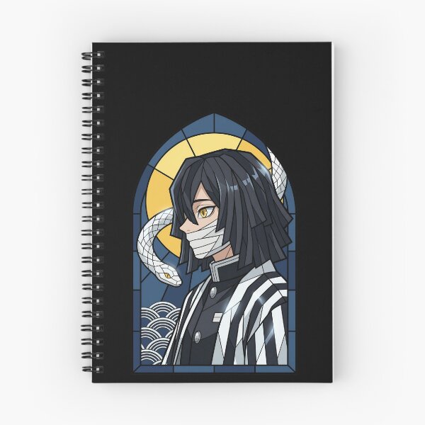 Item preview, Obanai Iguro Demon Slayer Serpent Moon Stained Glass Portrait designed and sold by mildaclairmo.
