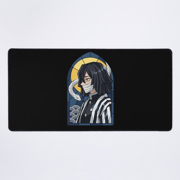Item preview, Obanai Iguro Demon Slayer Serpent Moon Stained Glass Portrait designed and sold by mildaclairmo.