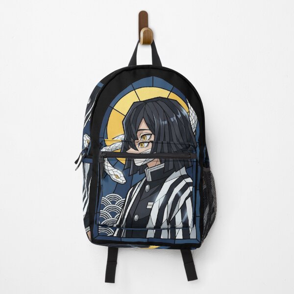 Item preview, Obanai Iguro Demon Slayer Serpent Moon Stained Glass Portrait designed and sold by mildaclairmo.