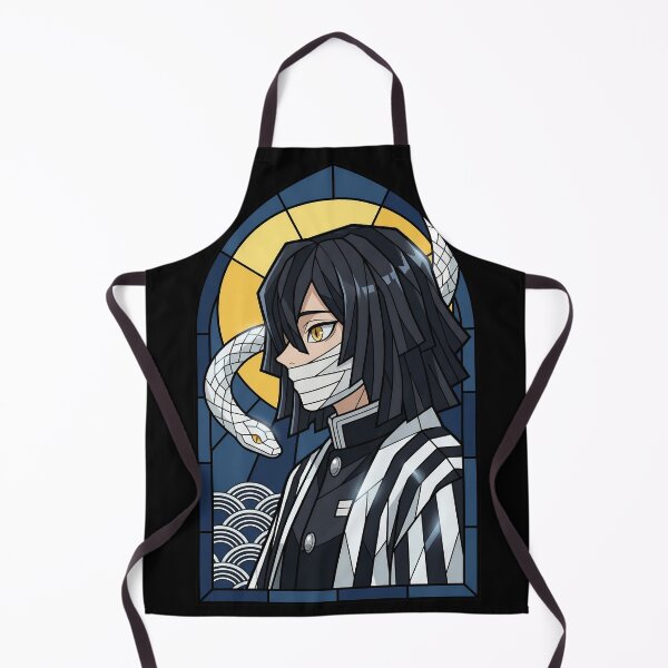 Item preview, Obanai Iguro Demon Slayer Serpent Moon Stained Glass Portrait designed and sold by mildaclairmo.