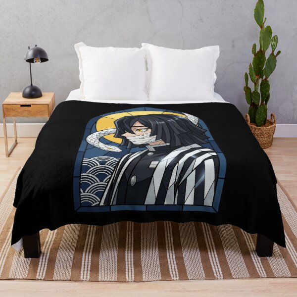Item preview, Obanai Iguro Demon Slayer Serpent Moon Stained Glass Portrait designed and sold by mildaclairmo.