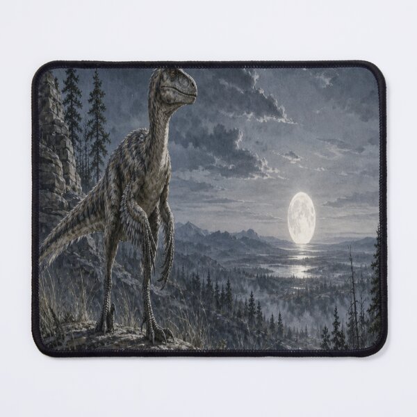 Item preview, Velociraptor and a Moon designed and sold by Artnovalty.redbubble.com.
